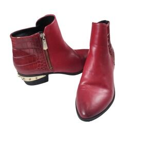 Circus Sam Edelman Highland Red Croc Studded Ankle Boots 8.5M Edgy Casual Punk